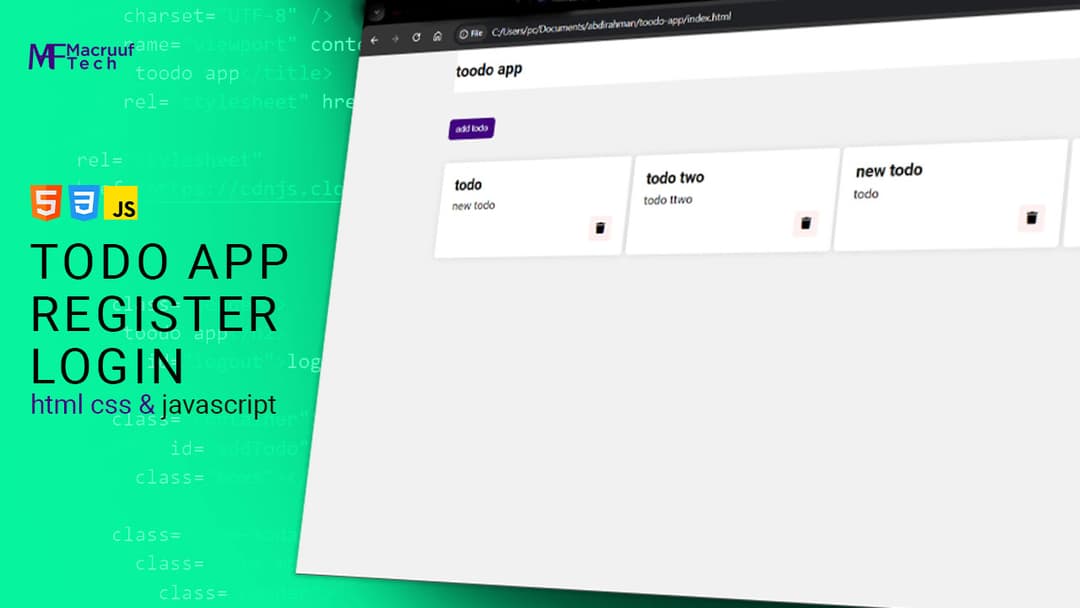 Toodo App Project Tutorial – Build a Simple Todo Web App with HTML, CSS, and JavaScript